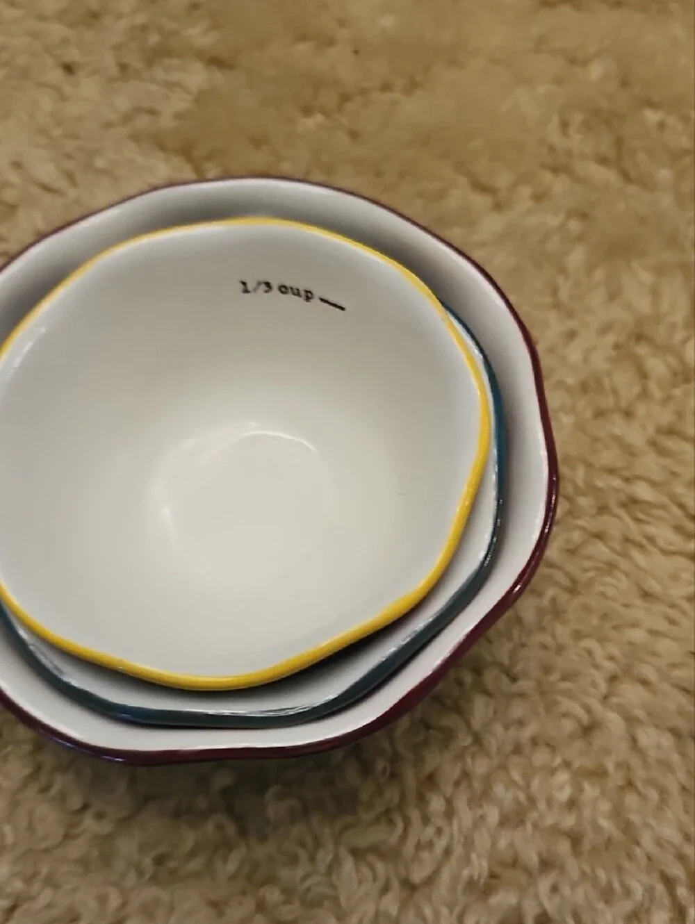 Ceramic Measuring Bowls Set with Red Accent - Home Accents